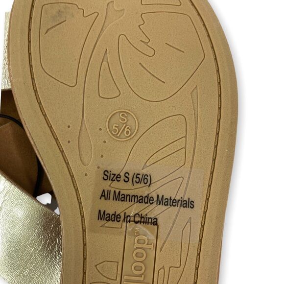 WOMEN'S SMALL (5/6) Metallic Gold Casual Flat Crossover Slide Sandals Cushioned - Picture 10 of 14